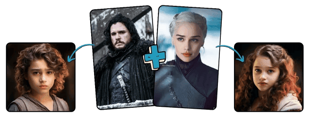 Free AI baby generator example - Game of Thrones celebrity baby prediction